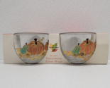 Neck Of The Woods Set of 2 Decorative Glass Mugs Pumpkin Floral Fall Autumn - $23.80