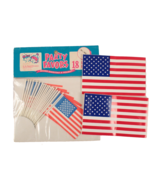 Vintage NEW USA Flag Cupcake Picks and Stickers Lot 20 Pieces Total - $9.55 CAD
