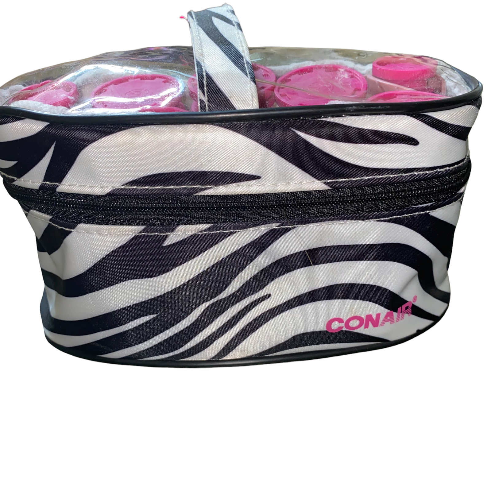 Conair Instant Heat Compact Pageant Pink Hot Roller Curler Set Zebra Print case - $23.03