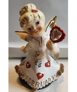 Vintage Lefton February Birthday Girl Angel Figurine Heart 1987J - $29.69