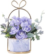 Silk Chrysanthemum Mini Potted Fake Flowers Hanging Potted Plants, Marble Pot). - £36.01 GBP
