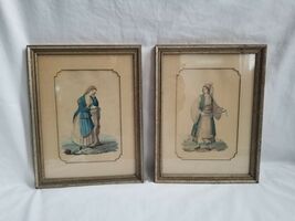 Antique 19c Watercolor Painting Of Balkan/Bosnian/Serbian Women In Costu... - $198.00