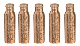 Copper Water Drinking Bottle Hammered Tumbler Ayurveda Health Benefits Set Of 5 - £59.11 GBP