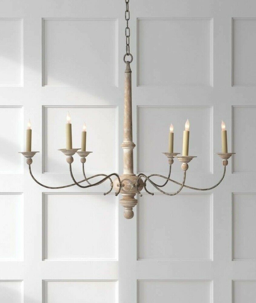 French Restoration Horchow V.C. Chandelier Belgian White Candle 41"  - $771.21