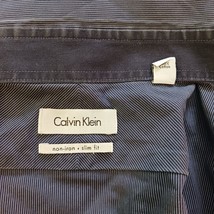 Calvin Klein Men's Adult Sz 17 32/33 Button Up Black Shirt Stripes Long Sleeve image 3