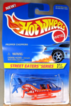 1996 Hot Wheels #414 Street Eaters Series 3/4 PROPPER CHOPPER Blue Clear-Window - $9.00