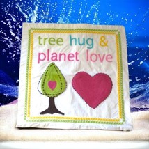 Pottery Barn Teen Tree Hugger Pillow Cover Organic Cotton Love Hug Planet Pink - £18.50 GBP