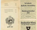 Badische Weinstuben Weinkarte Bundesgartenschau 1967 Wine List Germany - $13.86
