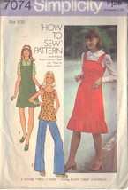Simplicity Pattern 7074 Sz 9/10 Dated 1975 Misses' Jumper 2 Lengths Or Top - $3.00