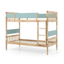 Twin Over Twin Bunk Bed with Ladder and Full-length Guardrails-Natural -... - $465.75