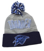 Oklahoma City Thunder OKC adidas KT26W NBA Basketball Logo Pom Knit Hat Beanie - £14.87 GBP