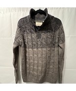 Weatherproof Vintage Ombre Cable Knit Sweater Small Gray High Collar But... - $17.77