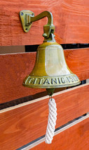 Antiqued Brass Finish Over Aluminum Verdigris Patina Titanic Wall Dinner Bell - £27.25 GBP
