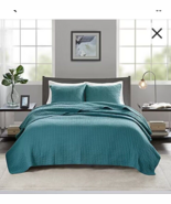 Madison Park King Teal Jaxson Antimicrobial Treated 3-Pc Quilt Set Chann... - $786.10 MXN