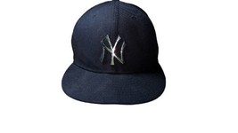 New Era 59FIFTY Hat MLB NY Yankees Navy Blue with Silver Metallic Logo Snapback  - $21.85