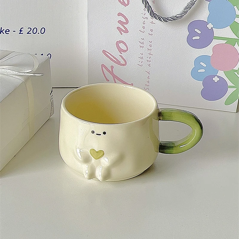 High Aesthetic Ceramic Mug with Love Three dimensional Capacity: 301-400... - $9.22