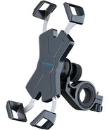 Visnfa New Bike Phone Mount With Stainless Steel Clamp Arms Anti Shake And - £31.42 GBP