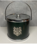Vintage Ice Bucket Silvertone Star Lid Marbled Green Plastic MCM Coat of... - £11.81 GBP