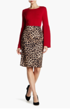 VINCE CAMUTO Black Brown Leopard Animal Print Pencil Skirt LARGE - £30.68 GBP
