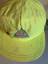 USA Triathlon series Vintage 80s neon yellow hat snap box hat cap - £15.85 GBP