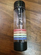 Victoria&#39;s Secret Pink Campus Water Bottle 24 oz Rainbow Stripes Clear P... - $8.90