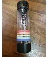 Victoria&#39;s Secret Pink Campus Water Bottle 24 oz Rainbow Stripes Clear P... - $8.90