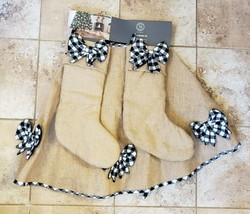 54&quot; Martha Stewart Christmas Tree Burlap Skirt, 2 Stockings w Buffalo Plaid Bows - £38.93 GBP