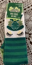 Saint Patricks Day Knee Socks Shoe Size 5 to 9 Pot of Gold  Green Stripe... - £9.54 GBP