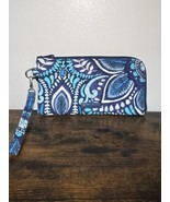 Vera Bradley Boho Paisley Print Wristlet Wallet Purse Navy Blue Turquoise - $18.50