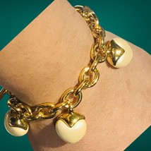 Joan Rivers Signed Vintage Bracelet Faux Pearl Heart Charms Toggle Gold Tone7.5” - £51.96 GBP