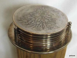 Silver Plate Coasters in Holder Christmas Tree - $17.82