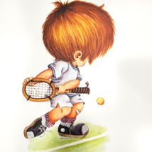 1970s Little Boy Sports Wall Art Print Child Tennis Star 11x14 Lithograp... - $6.99