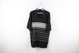 Vtg 90s Streetwear Mens XL Faded Striped Knit Short Sleeve Collared Polo Shirt - £43.48 GBP