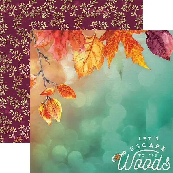 Autumn Woods 12x12 Double Sided Scrapbook Paper - Single Sheets - $1.24