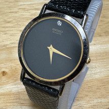 Vintage Seiko Quartz Watch 5Y94-8029 Men Black Leather Slim Analog New B... - $56.99