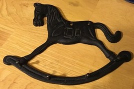 Vtg 8&quot; Wall Mounted Cast Iron Rocking Horse Key Holder - $11.29