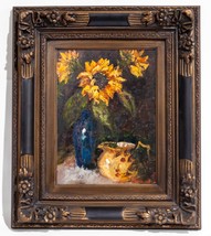 Sunflowers Still Life Framed Oil Painting Untitled Signed Jenis - £1,168.14 GBP