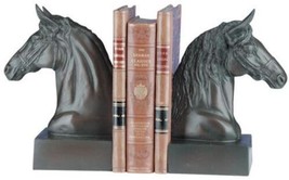 Bookends Bookend EQUESTRIAN Lodge Horse Head Large Ebony Black Resin - £271.82 GBP