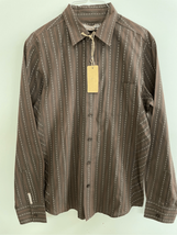 90s Anchor Blue Retro Button Down Shirt--Brown/White Dot/Stripes EUC Medium - $8.79