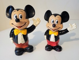 2 Vint Disney Prod. 6.3" & 5.3" - 3D Mickey Mouse Rubber Piggy Coin Bank Korea - £9.21 GBP