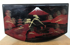 Vintage Antique Japanese Lacquerware Musical Jewelry Box Mt Fuji Ballerina 15&quot; - £235.98 GBP