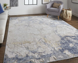 2&#39; X 3&#39; Tan And Blue Abstract Power Loom Distressed Area Rug - $31.40