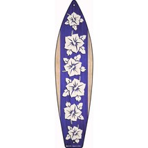 Purple And White Flowers Novelty Mini Metal Surfboard Sign MSB-333 - £13.31 GBP