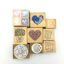 HEARTS &amp; FLOWERS lot of 12 wood-mount rubber stamps - Stampin Up Hero Ar... - £7.81 GBP