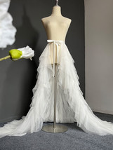 White Brial Detachable Tulle Maxi Skirt Gowns Wedding Photo Prop Skirt Outfit image 2