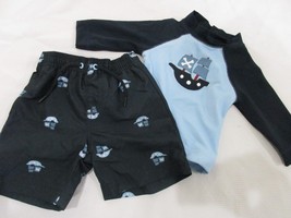 NWT Boys Gymboree Pirate Swimsuit Rashguard &amp; Swimtrunks Size 3-6m - £21.34 GBP