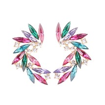 LUBOV Shining Rhinestone Wings Stud Earrings Acrylic Crystal Stone Women Piercin - £6.55 GBP