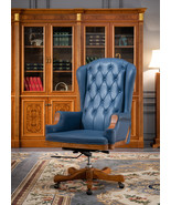 Luxury Blue Leather Executive Chair - $2,359.29 CAD