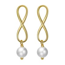 Eternal Elegance: 925 Sterling Silver Gold-Plated Natural Freshwater Pearl Stud  - £23.97 GBP