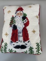 Vintage Christopher Radko Christmas Needlepoint Pillow Cushion Santa Claus 9&quot;x11 - £27.05 GBP